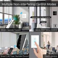 Interruptor Inteligente para Cortinas LangYeao Zigbee WiFi, Estándar Estadounidense, 600W, Panel Táctil de Vidrio para Persianas Enrollables, Compatible con Tuya, Alexa y Google Home
