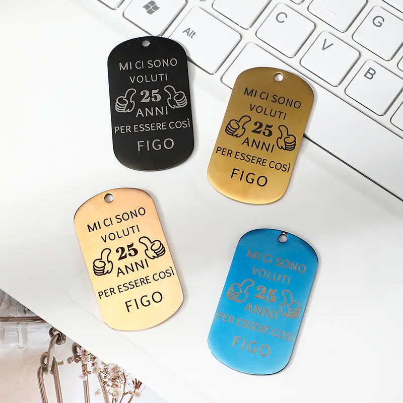 Wholesale military alloy metal key chain military tag blank dog identity tag anti loss tags laser engraved promotional gifts