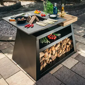 Nova Lareira A Lenha Braseiro Cozinha Comercial De Metal Enferrujado Fire Pit Fumante Carvão Externa Churrasqueira Churrasco De Aço Corten