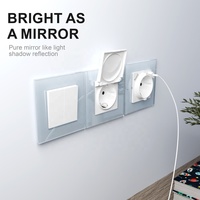 Prise murale allemande Schuko avec cadre en verre, norme IP44 résistante aux éclaboussures, avec couvercle étanche, couleur blanc, noir, gris, or