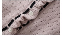 Quantité minimale de commande bas personnalisé femmes pull en tricot à manches longues col claudine dames pull cordon évider bouton femmes tricot Cardigan