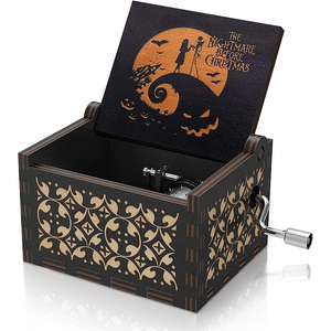 Boîte à musique miniature, boîte à mélodies, boîte <span class=keywords><strong>cadeau</strong></span> musicale, décoration d'Halloween, <span class=keywords><strong>cadeau</strong></span> de Noël fait main avec gravure laser - Product Image 1
