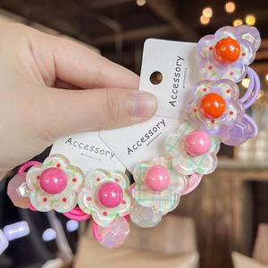 Nuevo verano dulce flor de dibujos animados 2 unids/<span class=keywords><strong>set</strong></span> niñas bandas de goma para el cabello Hawaiian Plumeria Bauhinia Bead niños lazos para el cabello accesorios para el cabello - Product Image 2