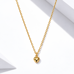 Collier avec pendentif mini cœur en acier inoxydable plaqué or 14 carats, chaîne fine, bijoux - Product Image 1