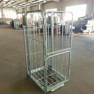Chariot à cage roulante de stockage de fil d'entrepôt de transport personnalisé chariot logistique à 1 couche de plaque de zinc - Product Image 4