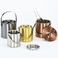 Seau à vin réutilisable portable en acier inoxydable à double paroi de 1,3 L pour seaux à glace