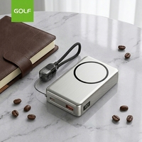 Chargeur de batterie au lithium portable mince avec écran LCD numérique, câble intégré, charge rapide 20W, batterie externe 10000mAh, magnétique sans fil