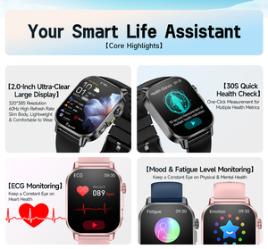 Smartwatch ET571 all'Ingrosso con Monitoraggio ECG <span class=keywords><strong>e</strong></span> SpO2, Schermo HD da 2.0\", Batteria da 450mAh, Chiamate BT, Oltre 100 Modalità Sportive, Impermeabile IP68 - Product Image 5