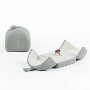 Boîte à bijoux en velours avec bouton pression, boîte à bijoux de luxe à double porte, ensemble complet d'emballage pour bijoux, coffret cadeau pour femmes - Product Image 4