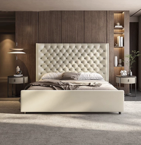 Lit King Size à cadre durable et confortable de style moderne Mobilier de chambre à coucher d'appartement d'hôtel - Product Image 4