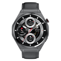 Smartwatch mit rundem Zifferblatt, Herzfrequenz- und Blutsauerstoffdruckmessung, Schlaf-Tracker, ultradünn, magnetisches Laden, Lederarmband, Geschenk