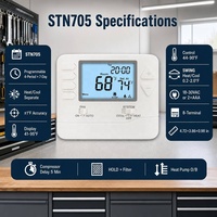 Termostato Programable OEM STN705 con Modos WAKE, LEAVE, RETURN, SLEEP, Programación Separada de Calefacción y Refrigeración de 7 Días, Precisión de 1F para Sistemas HVAC Domésticos
