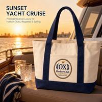 Sac fourre-tout en toile personnalisé brodé Harbor Club, sac à main nautique avec poche avant pour yacht, voyage, vacances