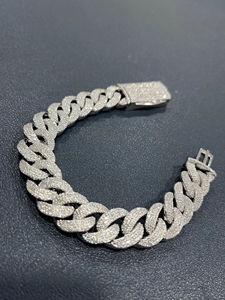 Stylish 925 Sterling Silver Cuban Link Bracelet Lab Grown Moissanite Diamond Minimal Design Jewelry - Product Image 2
