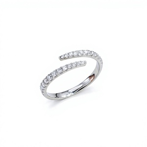 Anillo de Diamantes Open Pave con Diamantes Cultivados en Laboratorio, Corte Brillante Redondo, Ajustable, Joyería de Boda - Product Image 4