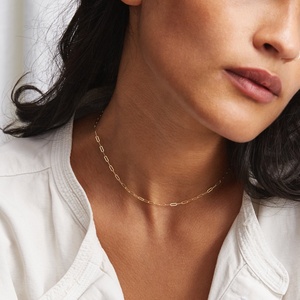 Women Accessories Jewelry Stainless Steel Gold Plating <strong>Paperclip</strong> <strong>Thick</strong> <strong>Chain</strong> Choker <strong>Necklace</strong> - Product Image 2