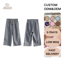 Pantalons décontractés amples lavés pour enfants Pantalons à carreaux décontractés pour garçons et filles