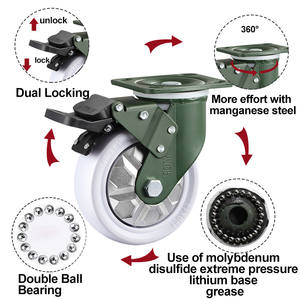 YTOP Doppel kugellager schwenkbar Festes Hochleistungs-Nachlauf-Kunststoff-Pp-Rad - Product Image 3