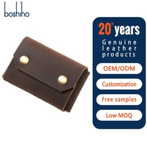 Large Capacity Retro Business Card Box Men's Short New Crazy Horse Leather Portable Multifunctional Card Holder - Product Image 1