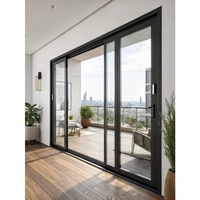 Porte coulissante en aluminium à rupture de pont thermique pour maison résidentielle et commerce, porte patio en verre robuste