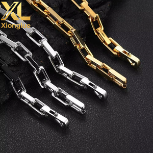 สร้อยคอฮิปฮอป BTC21  วัสดุสแตนเลส 304 ชุบทอง 18K  แบบตัดเพชร  ทรงกล่องใหญ่  ขนาด 24 นิ้ว  แบบติดตั้งด้วยระบบ Tension Setting - Product Image 3