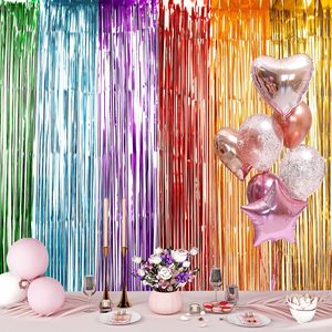 Festival Event Party Supplies 1*2M Multiple Size Colorful Metallic Foil Tinsel Fringe Door Curtain Wedding Backdrop Back School - Product Image 6