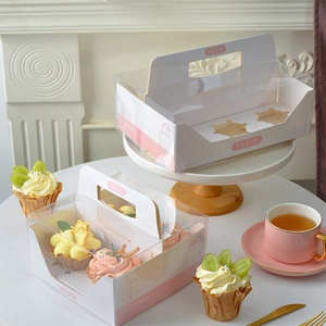 Wholesale Exclusive Selling Portable Square Custom Logo Transparent <b>Cupcake</b> <b>Box</b> - Product Image 1