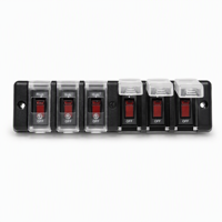 Panneau de commutation à bascule DAMAVO 6 gangues SPST 12V 16A IP65 étanche bleu ABS/PC pour bateau, camping-car, camion, marine, agricole, construction