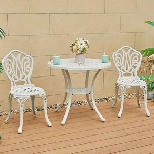 Luxury alluminio Outdoor White <span class=keywords><strong>Garden</strong></span> Set mobili da cortile Casting tavolino da caffè per il tempo libero e sedie a 2 posti - Product Image 2
