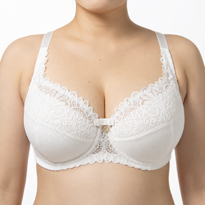 Soutien-gorge classique pour femme à armatures, bonnets en dentelle, bonnets inférieurs en satin, nœud central - Product Image 4