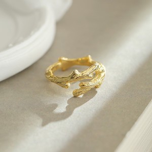 Anillo Ajustable con Diseño de Rama Abierta, Textura de Rama Natural, Diseño Dividido, Chapado en Oro de 18K, Plata, Estilo Forestal Minimalista, Unisex, para Bodas y Uso Diario - Product Image 1