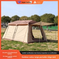 Tente de camping extérieure extra-large, portable, de type Ridge, prête à l'emploi, imperméable, multifonctionnelle, à montage rapide, en tissu Oxford, pour quatre personnes