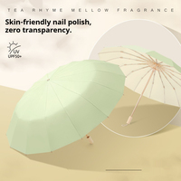 Paraguas Plegable de Alta Calidad, Clásico, Resistente al Viento, con Protección UV, Impermeable, Apertura Manual, Mango de Madera, Eje de Aleación de Aluminio, Personalizable