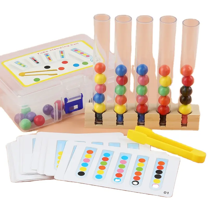 Early Education Color Cognition Training Aids Children's Beads Clamping Test Tube Toys for Kids