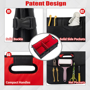 Organizador de Maletero para Vehículos de Lujo, Poliéster 600D + Cartón, Portátil, Compacto, con Asas, Diseño Plegable de 2 Compartimentos, para Asiento de Coche - Product Image 4