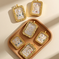 Colgante Thangka de oro pintado a mano FUTUJI con marco de latón martillado y encanto de Buda de ceniza de incienso joyería fina