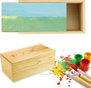 Boîte en bois rectangulaire de conception moderne faite à la main, écologique, à peindre soi-même, pour ranger les jouets des enfants - Product Image 4