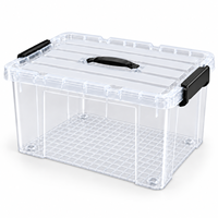 Conteneur de rangement transparent en PP personnalisé de 43 L, empilable, pour le salon, la chambre, les jouets, les livres, les vêtements