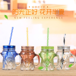 Nuevo Diseño, Jarra de Vidrio con Forma de Zorro/Búho de 450 ml/15 oz, Vaso de Vidrio para Niños con Asa para Beber Bebidas - Product Image 3