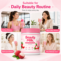 Délicieuse poudre de lait de beauté au collagène aromatisée à la litchi en pot pour nourrir et illuminer la peau