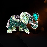 Bijoux vêtements cristal de bon augure chance Fortune éléphant alliage Rhinester éléphant Animal Corsage or éléphant broche
