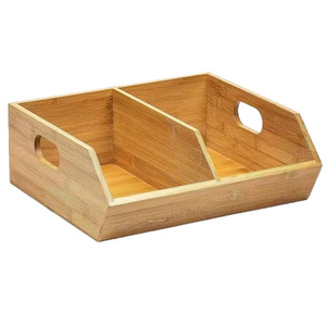 Bamboo Storage Box Two Compartment Desktop Organizer With Handle <b>Spice</b> <b>Jar</b> - Product Image 5