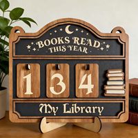 Nouveauté : Compteur de livres en bois pour les amateurs de livres et la décoration intérieure – Présentoir de comptage de livres, Ornement de bureau, Panneaux de comptage de livres lus