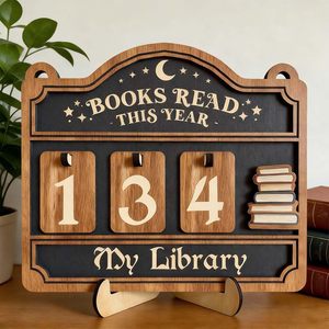 Nouveauté : Compteur de livres en bois pour les amateurs de livres et la décoration intérieure – Présentoir de comptage de livres, Ornement de bureau, Panneaux de comptage de livres lus - Product Image 1