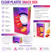 Boîte d'emballage pliable en PET écologique de qualité alimentaire, recyclable, avec fenêtre transparente pour la présentation de snacks en vente au détail