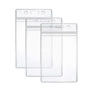 Cartão de identificação transparente pvc porta-cartão, com tipo zíper recarregável à prova d' água