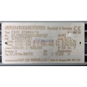 100 Nouveaux Moteurs Réducteurs à Engrenages Hélicoïdaux avec Arbre d'Équilibrage, Emballage d'Origine FA37 DT80N4/TH - Product Image 4