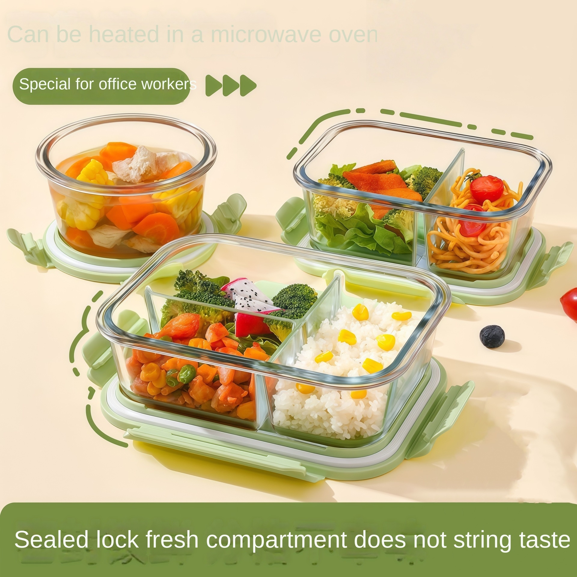 24 Piece High Borosilicate Glass BPA Free Lunch Box Set Freshness Preservation Microwave Safe Food Storage Containers Kitchen view 3
