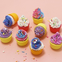 Ensemble de fizzies de bain bio en forme de cupcake bombes de bain moussant végétalien naturel étiquettes de presse de colorant emballage personnalisé SPA naturel