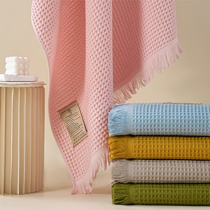 Serviette de plage gaufrée 90x180 cm avec franges, douce, absorbante et séchage rapide - Product Image 3